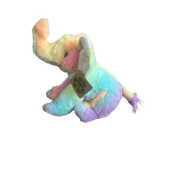 The Petting Zoo Elephant Plush Stuffed‎ Animal Rainbow Tie Dye New - Picture 6 of 11